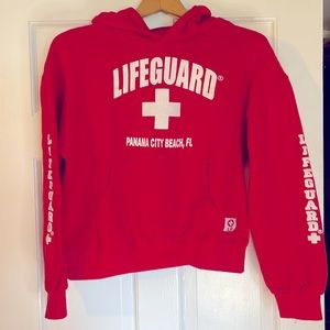 Lifeguard red kids hooded sweatshirt, size large (14/16)